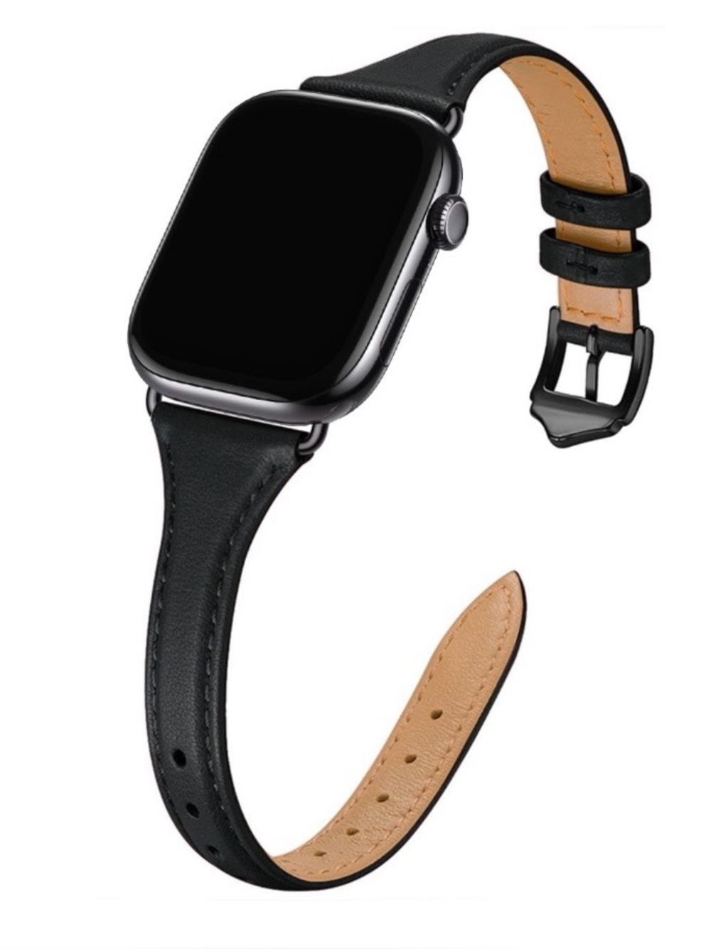 Apple Watch Slim Leather Wristband Black/Black 38mm40mm41mm42mm